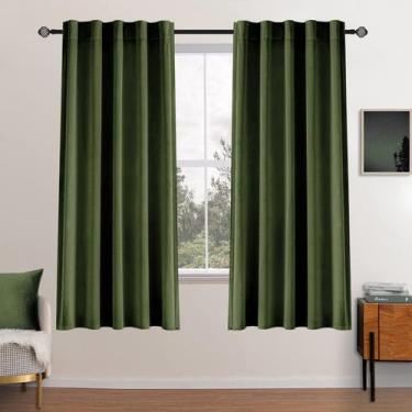 Imagem de Cortinas MIULEE Velvet 160x160cm Olive Green Blackout 2 painéis