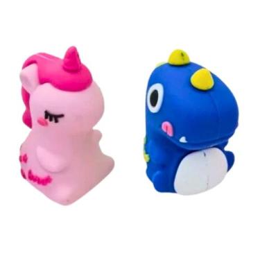 Imagem de Apontador Escolar Decorado Magic Unicórnio e Raptor Dino Colorido BRW 