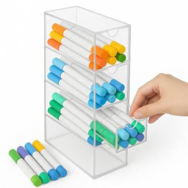 Imagem de Organizador em Acrilico para Canetinhas Suporte com 4 Gavetas Lapis Ca