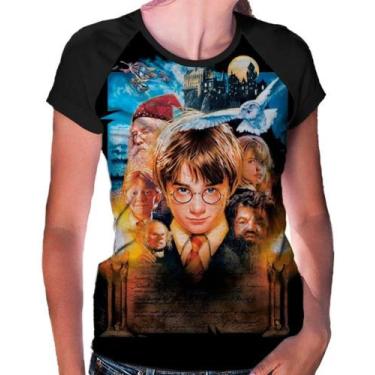 Imagem de Camiseta Raglan Baby Look Harry Potter Ref:216 - smoke, Preto, GG