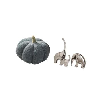 Imagem de Fenteer Conjunto de Almofadas de Pelúcia de Abóbora de Halloween E Estatueta de Elefante de Cerâmica para Decoração de Prateleira de Quarto, Sala de Estar E C