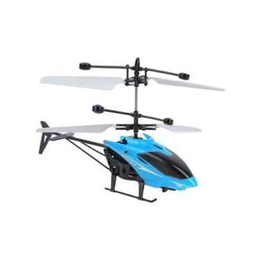 Imagem de Helicóptero De Brinquedo Com Sensor Mini Drone Recarregável Azul Verme