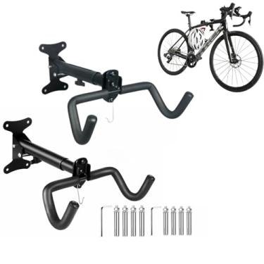 Imagem de Suporte de parede para bicicleta, pacote com 2 suportes de garagem, cabide horizontal ajustável com laços de bicicleta e parafusos para garagem, interior