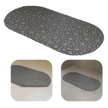 Imagem de Tapete de Banho Oval para Box Antiderrapante Piso Molhado Efeito Bolhas em Alto Relevo Massagem com Ventosas de Sucção Anti Queda Chuveiro Banheiro Base Pvc Alta Aderência Banheira Lavável Macio