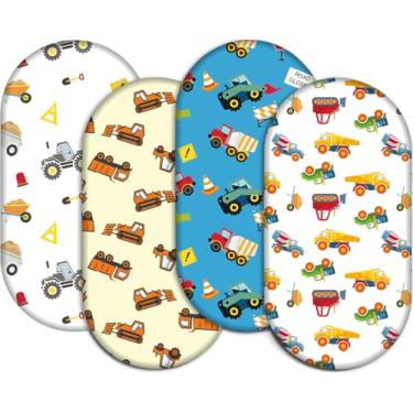 Imagem de Pacote com 4 lençóis macios para berço para meninas, meninos, respirável, confortável, adequado para ampulheta, retangular, oval, lençol de berço para cama