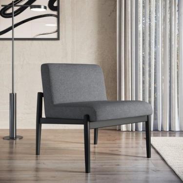 Imagem de Poltrona Decorativa Madeira Maciça Jequitibá Assento com Persintas Nar