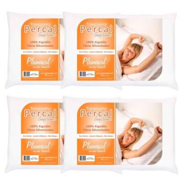 Imagem de Travesseiros Plumasul Fibrasiliconizada Em Percal 4 Unidades Branco