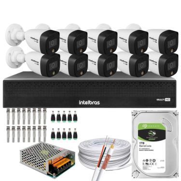 Imagem de Kit 10 Cameras Full Color Intelbras Dvr Mhdx 16 Ch Color Noite C/HD 1TB