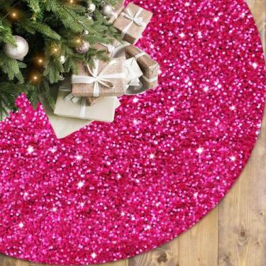 Imagem de Saia de árvore de Natal FOTSHARER Hot Pink Sequin 150cm de veludo