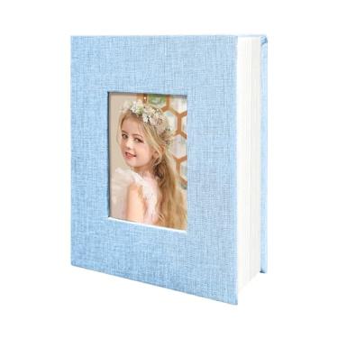 Imagem de HoneyTolly Álbum de fotos 10 x 15 bolsos para presentes de casamento, livro de memórias de capa dura de linho, álbuns de fotos para casamento, família, aniversário, bebê, fotos de férias