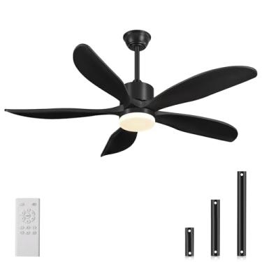 Imagem de Ventilador de teto de 132 cm com luz e controle remoto, ventilador de teto interno e externo patenteado nos EUA com 5 lâminas, 3 varões, temporizador, motor CC certificado ETL de 6 velocidades, ideal