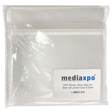 Imagem de Mediaxpo Bolsa protetora de plástico OPP para caixa fina de CD Jewel de 5,2 mm - transparente, resselável (pacote com 200)