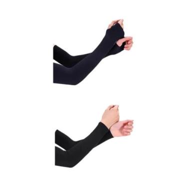 Imagem de Mangas de Braço com Proteção UV - 2 Pares para Homens e Mulheres, Pret