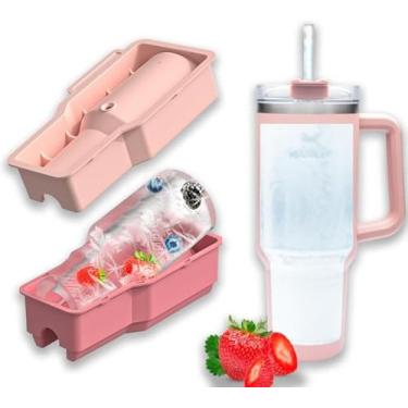 Imagem de Molde de gelo do copo para Stanley Cup 30/40 oz Molde de gelo de silicone reutilizável com tampa à prova de umidade para acessórios Stanley Cup (Rosa)
