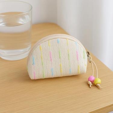 Imagem de Mini porta-moedas para mulheres, linda carteira pequena estilo coreano para moedas, fones de ouvido, batom e pequenos itens essenciais, Bege
