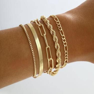 Imagem de Pulseiras de ouro para mulheres, enfeite de punho moderno, conjunto de joias para presente, concerto country, moda, joias, outono, moda, Medium, Latão, Sem Pedra Preciosa