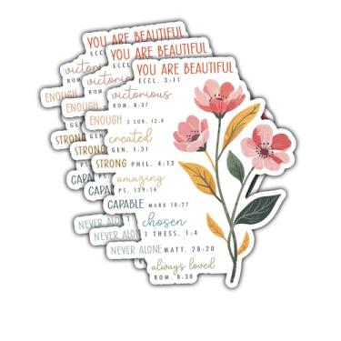 Imagem de 3 peças de adesivos de verso bíblico You are Beautiful, decalque de vinil floral inspirador cristão, pacote de adesivos de fé encorajamento das escrituras para laptop, garrafa de água, carro, caderno