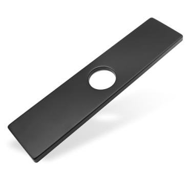 Imagem de Murtenze Tampa do furo da torneira da pia de 25,4 cm, preto fosco 1 ou 3 furos com tampa retangular longa placa de torneira de aço inoxidável para banheiro cozinha pia de vaidade