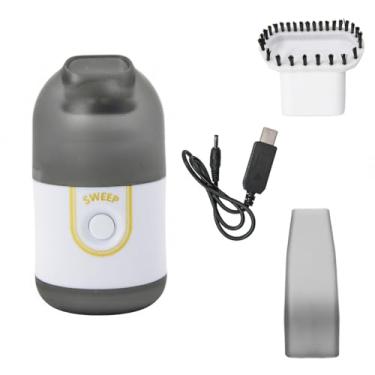 Imagem de Mini Aspirador de Pó Portátil, Recarregável USB, Branco e Prata, 0.5L, Bateria 30 Min, para Veículos e Sofás, com Filtro Lavável e Acessórios, 65W