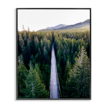 Imagem de Stupell Industries Arte giclée emoldurada preta ponte entre pinheiros, design de Jared Kreiss, 35,5 x 28,5 cm