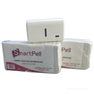 Imagem de Kit dispenser compacto + papel toalha interfolha 2000 folhas rosa - SM