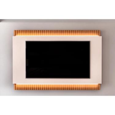 Imagem de Painel Home Para Tv Até 75 Polegadas Loren Ripado Com Led 200x136cm Freijó-off White - Dj Móveis