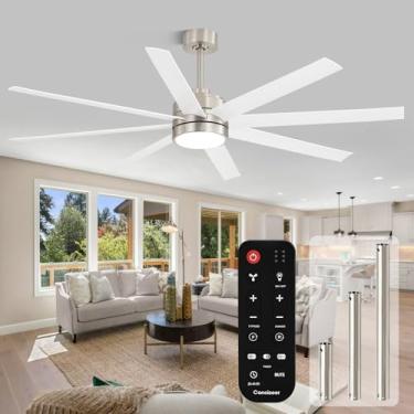 Imagem de Conciseer Ventiladores de teto de 65 polegadas com luzes e controle remoto para quarto, sala de estar, cozinha, escritório, uso interno/externo, regulável 3CCT, 8 lâminas, motor CC silencioso
