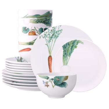 Imagem de Noritake Kyoka Shunsai Conjunto de louça de 18 peças, serviço para 15 cm verde/laranja/roxo
