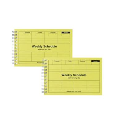 Imagem de MARK'STYLE Agenda semanal sem data A6, pacote com 2 – Agendador horizontal de tamanho de bolso de 58 semanas com visão geral mensal e lista de tarefas para mesa, escritório ou estudo (Neo Citron)