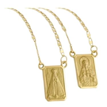 Imagem de Escapulário De Ouro Ns Aparecida 8x12 60 Cm Dupla Face 18k