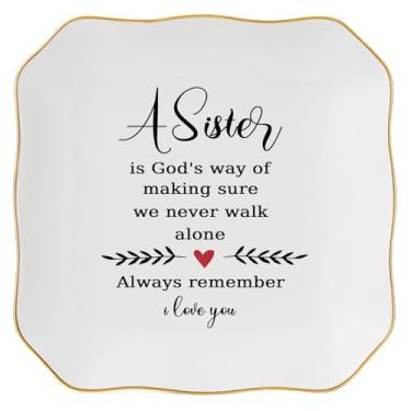 Imagem de Jelershy Sister Gifts from Sister Ring Jewelry Dish - A Sister Is God's Way of Making Sure We Never Walk Alone, presente de aniversário de valentien de Natal para irmãs adultas