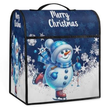 Imagem de Linda capa de misturador de auxílio de cozinha azul boneco de neve para batedeira 6-8 litros auxílio de cozinha resistente à poeira capas protetoras de armazenamento capas de eletrodomésticos para