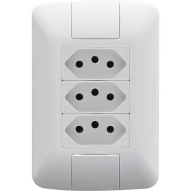 Imagem de Conjunto tomada tripla 2p+t 20a tramontina aria com placa