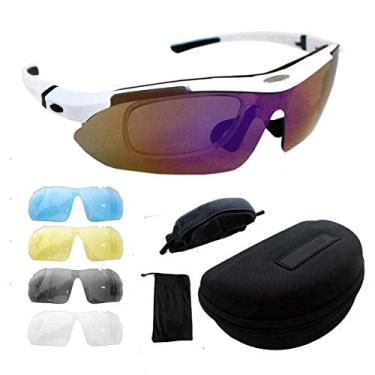 Imagem de Kit Óculos Ciclismo Bike 5 Lentes Suporte Grau Ciclista (Branco)