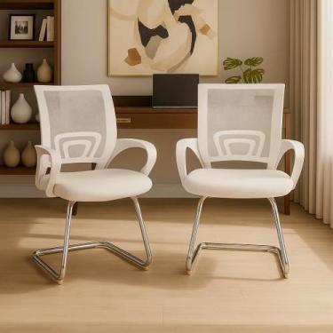 Imagem de Kit 2 Cadeiras De Escritório Secretária Base Fixa Tela Mesh - Lar Têxt