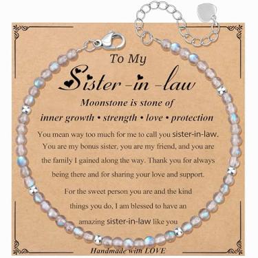 Imagem de JoycuFF Presente exclusivo de amizade para aniversário de melhor amiga, melhor amigo, colega de trabalho, presentes de Natal, pulseiras com contas de pedra da lua para mulheres, joias inspiradoras