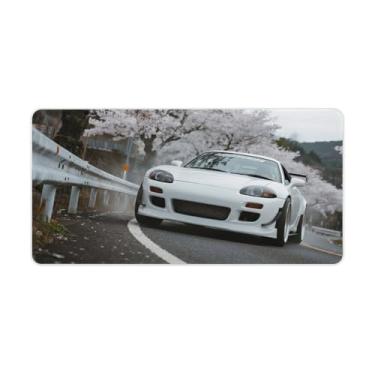 Imagem de HouLaiZhe JDM Tapetes de mesa de carro estáticos Rx7 carro esportivo flores de cerejeira tapetes de mouse pads de mesa grandes mousepads para teclado de mesa tapete de computador 30 x 60 cm