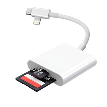 Imagem de [Certificação Apple MFi] Leitor de cartão SD para iPhone, iPad Mac, adaptador de cartão SD com compartimento duplo para MicroSD/SD, Lightning e USBC Dual Connector TF Card Trail Camera Viewer Memory