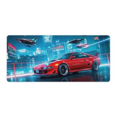 Imagem de HouLaiZhe JDM Tapetes de mouse esportivos para carros, espaçonave cibernética, futurismo, jogos, JDM, mouse pads grandes para teclado de mesa, computador, 40 x 90 cm
