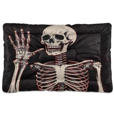 Imagem de Wassud Surprised Skeletons cama de cachorro com corações desenhados à mão, camas grandes para cães ao ar livre, tapete lavável para animais de estimação, cama de gato para dormir, viagens, 46 x 61 cm