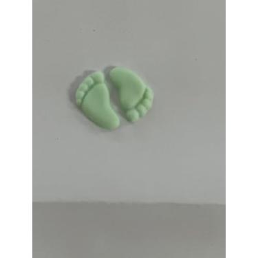 Imagem de Kit Com 50 Pares De Pezinhos Sabonete Glicerinado Artesanal Para Lembrancinhas De Festas e Maternidade (50, Verde bebê)