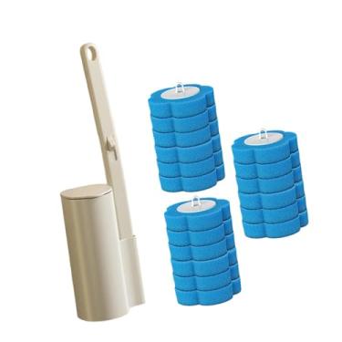 Imagem de predolo Conjunto de escova sanitária, kit inicial, prática, cabo longo, escova de limpeza profissional e eficiente para vaso sanitário, 18 Refis de Cabeça