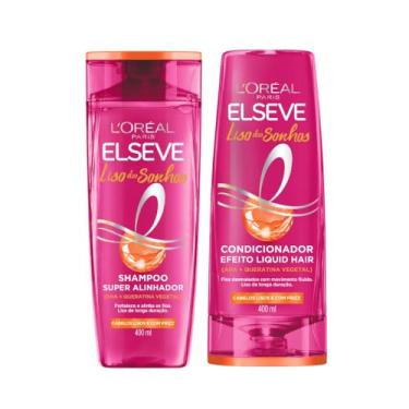 Imagem de Kit Elseve Liso Dos Sonhos AHA + Queratina Vegetal Shampoo 400ml + Condicionador 400ml (2 produtos)