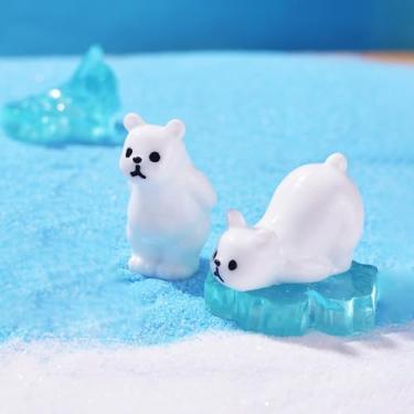 Imagem de 10 Pcs Mini Resin Polar Bear Figurines 2 Style Polar Bear for Fairy Garden Micro Landscape Winter Christmas Decor