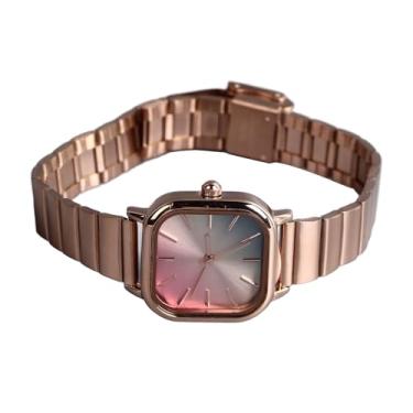 Imagem de ZJchao Relógio Feminino Com Pulseira de Aço Inoxidável, Mostrador Colorido, Resistente à água, Elegante, Luxuoso, Analógico, Quartzo, Relógio de Pulso para Mulheres, Ouro Rosa,