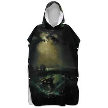Imagem de Joisal Poncho de surfe pescadores com estampa romântica para adultos roupão vestível feminino com capuz toalha de banho com capuz