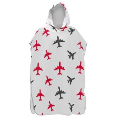 Imagem de Joisal Poncho de surfe leve trocador de roupão para toalha de natação com capuz Adul aviões fofos vermelho cinza branco ponchos adultos para mulheres
