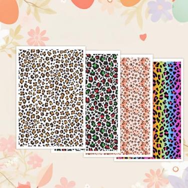 Imagem de Papel de transferência para argila de polímero, 4 designs de 20 peças de papel de transferência de argila para brincos de argila de polímero, joias de argila para pintura a óleo (estampa de leopardo)