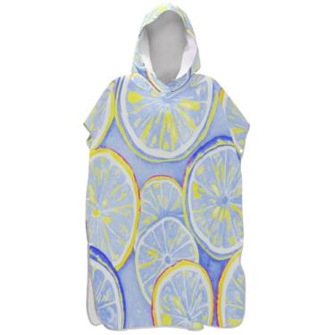 Imagem de Joisal Lindo poncho de surf colorido com limões para adultos trocador de roupa de praia com capuz toalha floral plus size ponchos de praia para homens