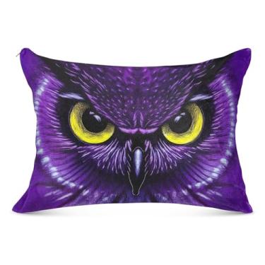 Imagem de Fronhas decorativas de coruja roxa com zíper estampa de arte padrão queen king size fronha macia para corpo grande, tamanho padrão, 51 x 66 cm
